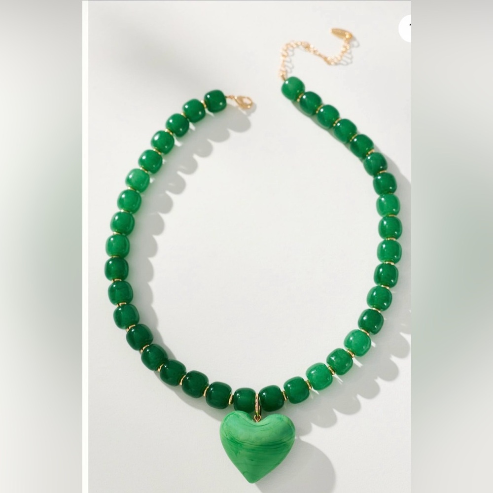 Jade Green Heart Necklace